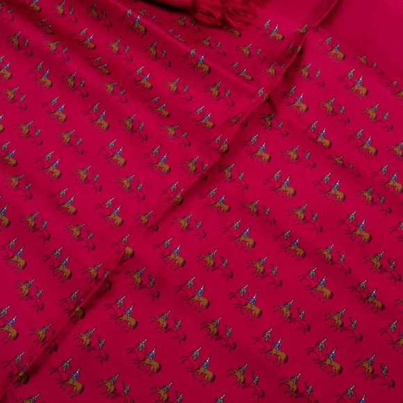 HERMES Authentic Red Silk Scarf - Picture 3 of 5